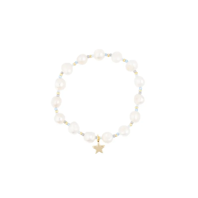 PEARL BEAD BRACELET W/GLASS BEADS LIGHT BLUE sold by DARK Department