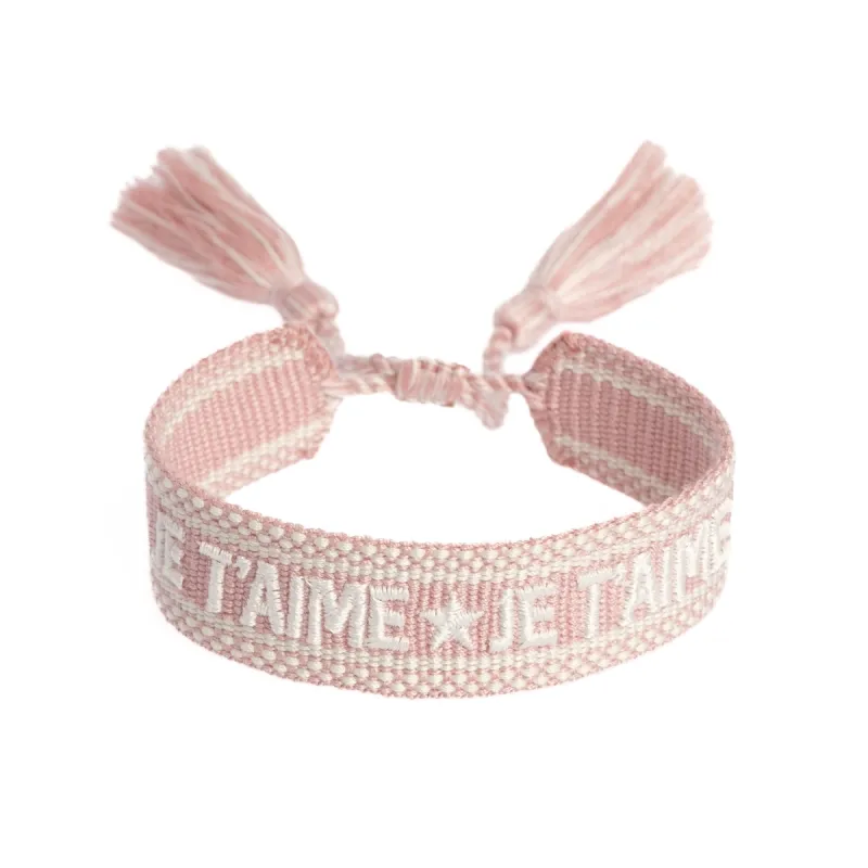 WOVEN FRIENDSHIP BRACELET - "JE T'AIME" DUSTY ROSE sold by DARK Department
