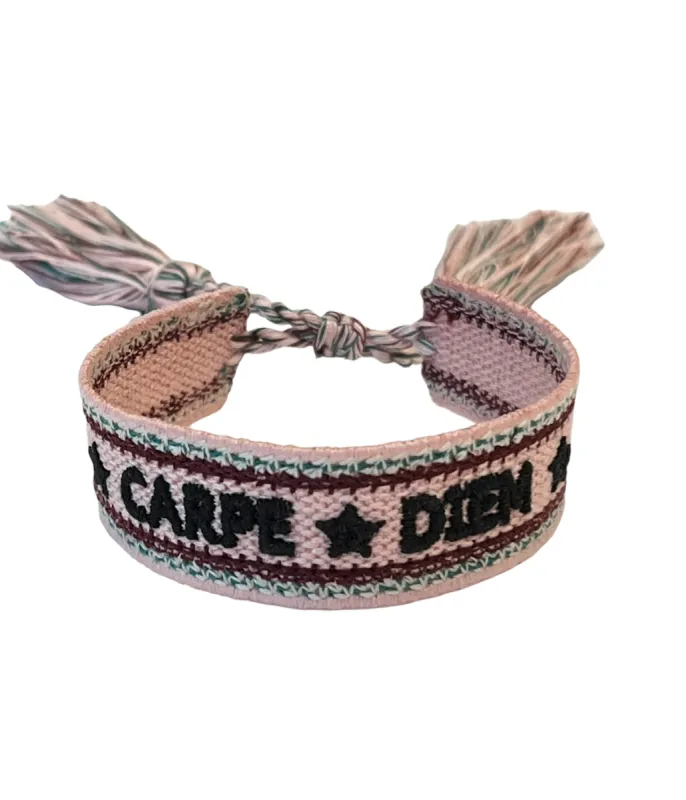 WOVEN FRIENDSHIP BRACELET "CARPE DIEM" BLUSH ROSE sold by DARK Department