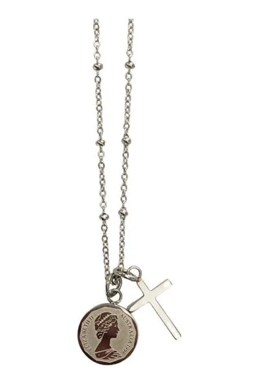 CROSS CHARM NECKLACE SILVER sold by DARK Department