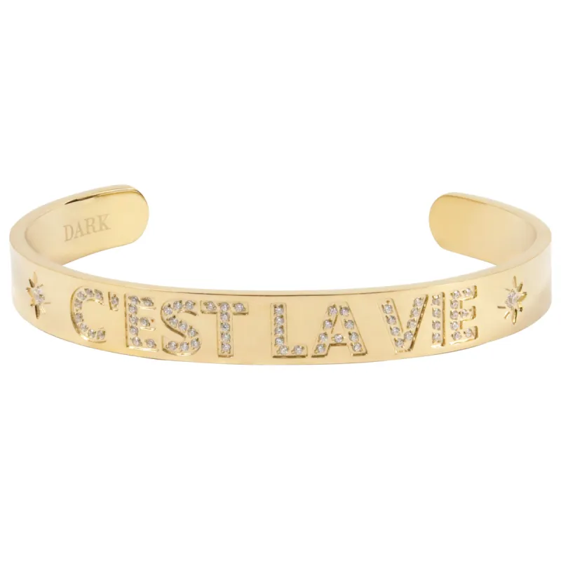 "C'est La Vie" CRYSTAL CUFF GOLD sold by DARK Department