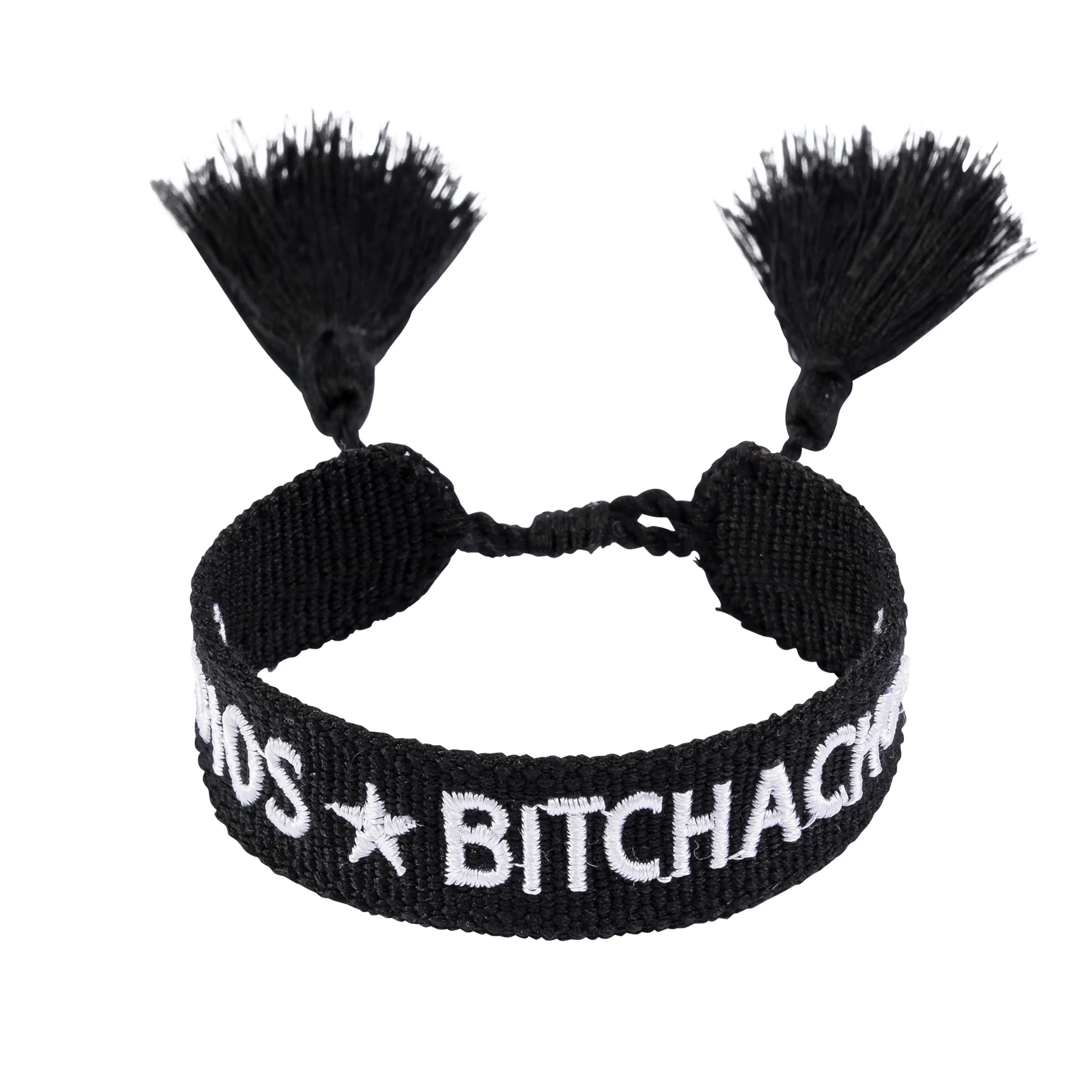 WOVEN FRIENDSHIP BRACELET - "ADIOS BITCHACHOS" BLACK sold by DARK Department