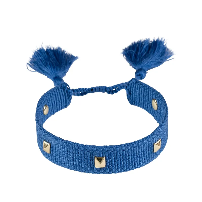 WOVEN FRIENDSHIP BRACELET THIN W/STUD - STRONG BLUE sold by DARK Department