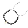 STONE BEAD BRACELET 6 MM MATTE BLACK W/GOLD sold by DARK Department