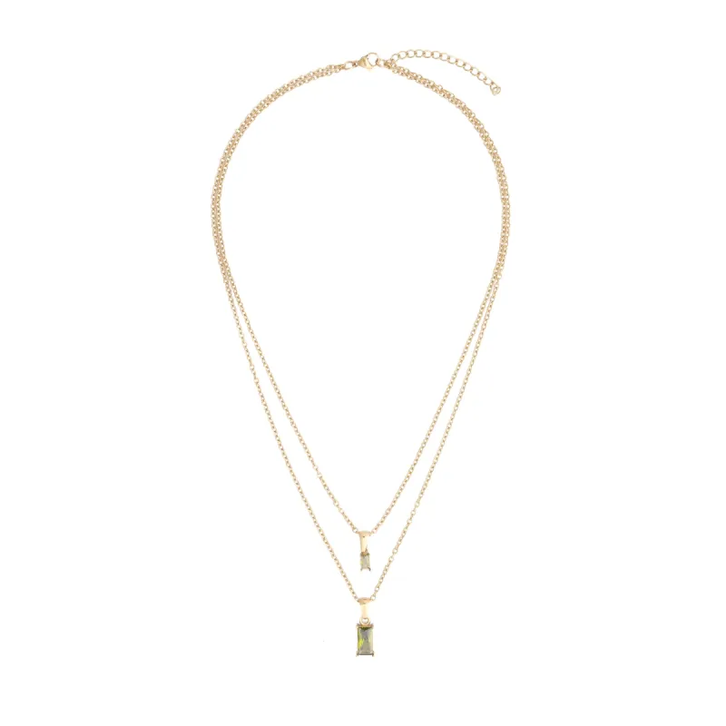 BAGUETTE CRYSTAL NECKLACE OLIVE sold by DARK Department