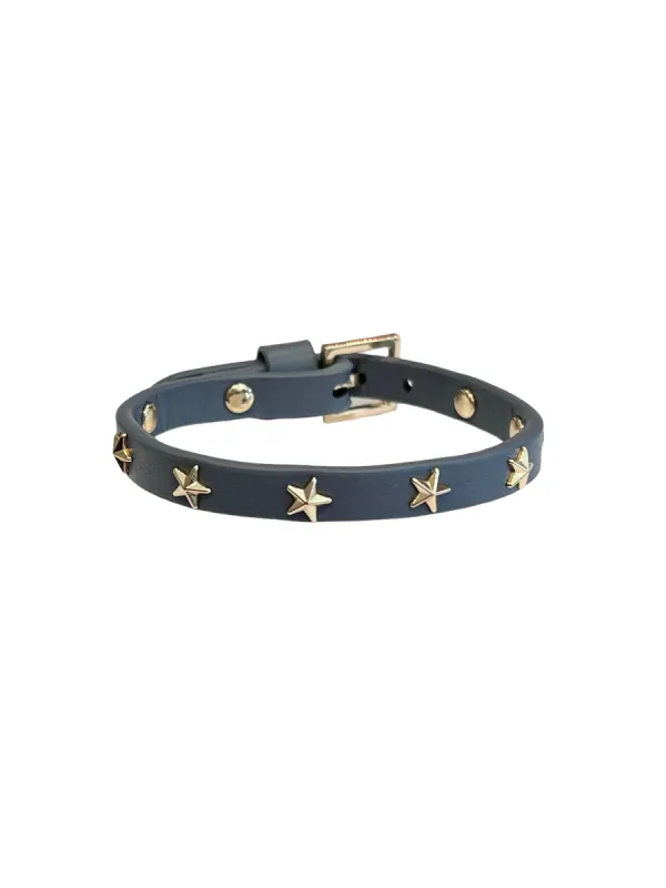 LEATHER STAR STUD BRACELET STEEL BLUE sold by DARK Department