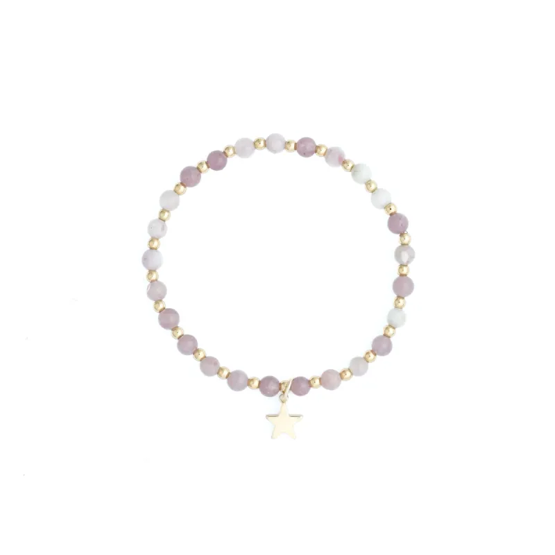 STONE BEAD BRACELET 4 MM W/GOLD BEADS GRAPE sold by DARK Department