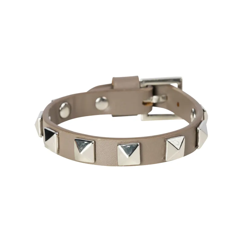 LEATHER STUD BRACELET DARK TAUPE W/SILVER sold by DARK Department