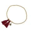 METAL BEAD BRACELET W/TASSEL OX RED sold by DARK Department