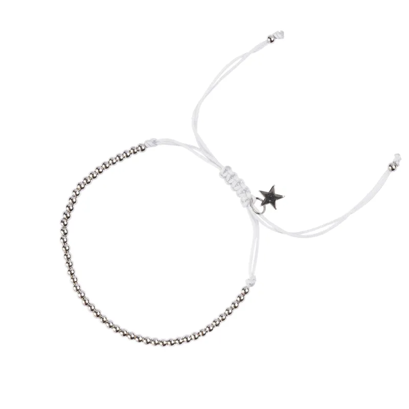 METAL BEAD BRACELET THIN LIGHT GREY W/SILVER sold by DARK Department