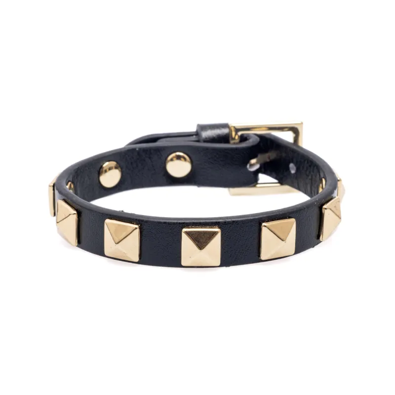 LEATHER STUD BRACELET BLACK METALLIC sold by DARK Department