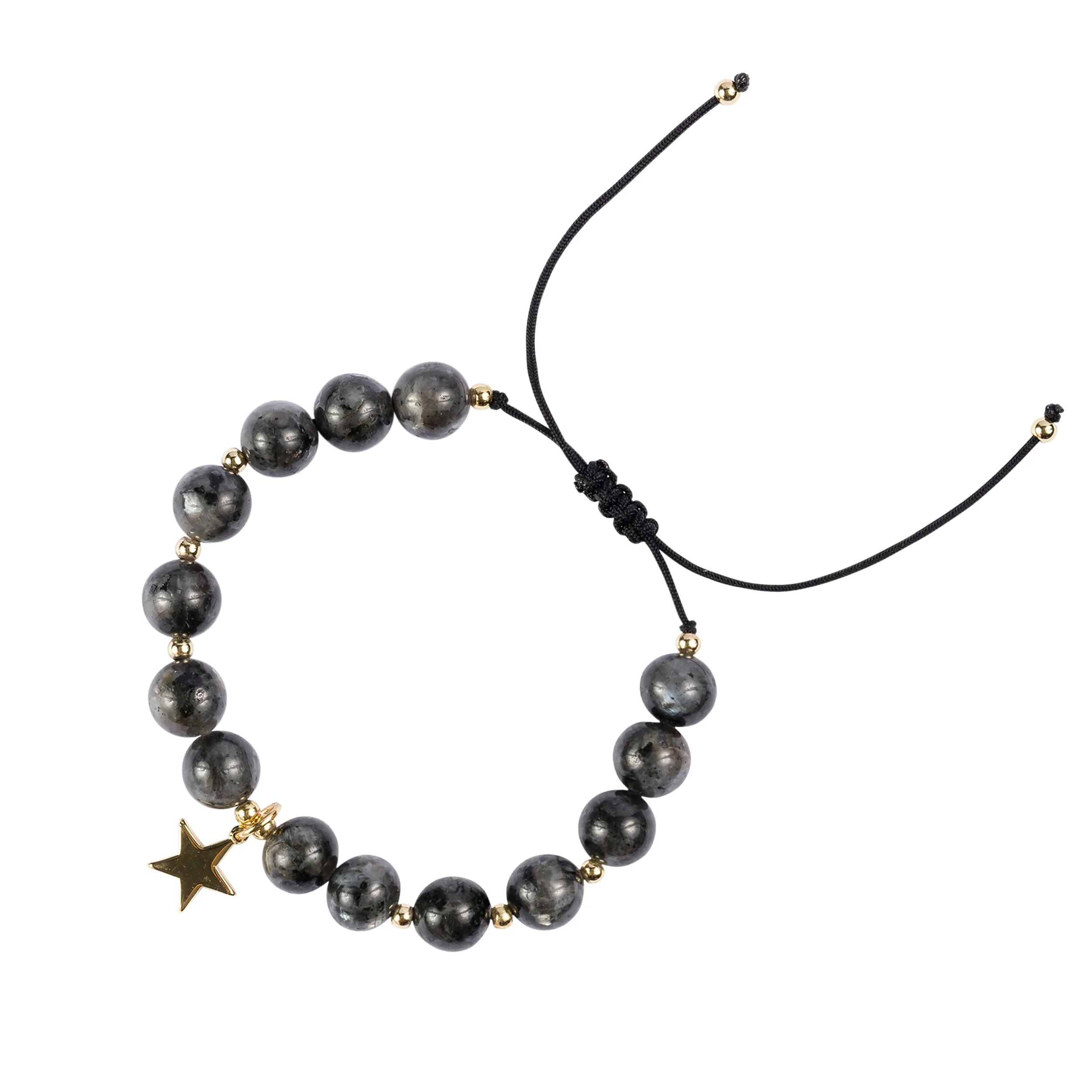 STONE BEAD BRACELET 8 MM DARK GREY W/GOLD sold by DARK Department