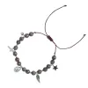 STONE BEAD BRACELET 6 MM W/CHARMS - CHOCOLATE BROWN W/SILVER sold by DARK Department