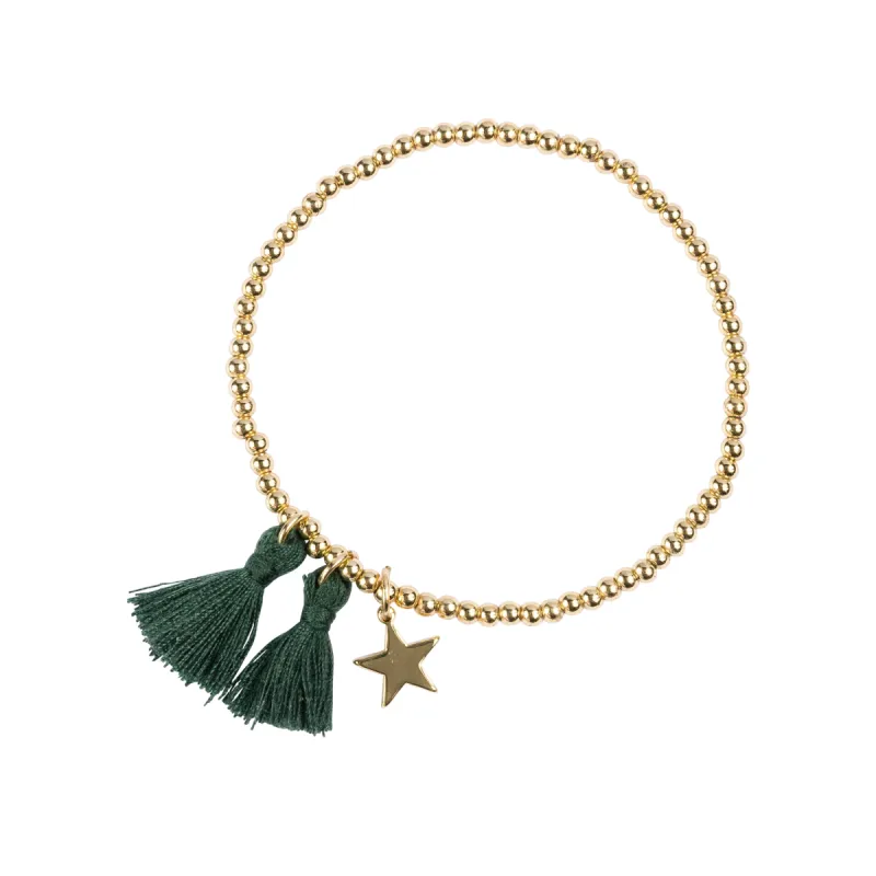 METAL BEAD BRACELET W/TASSEL PINE sold by DARK Department