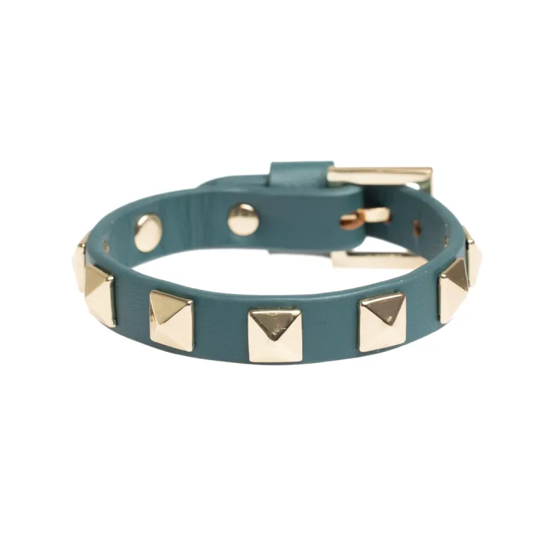 LEATHER STUD BRACELET TEAL sold by DARK Department