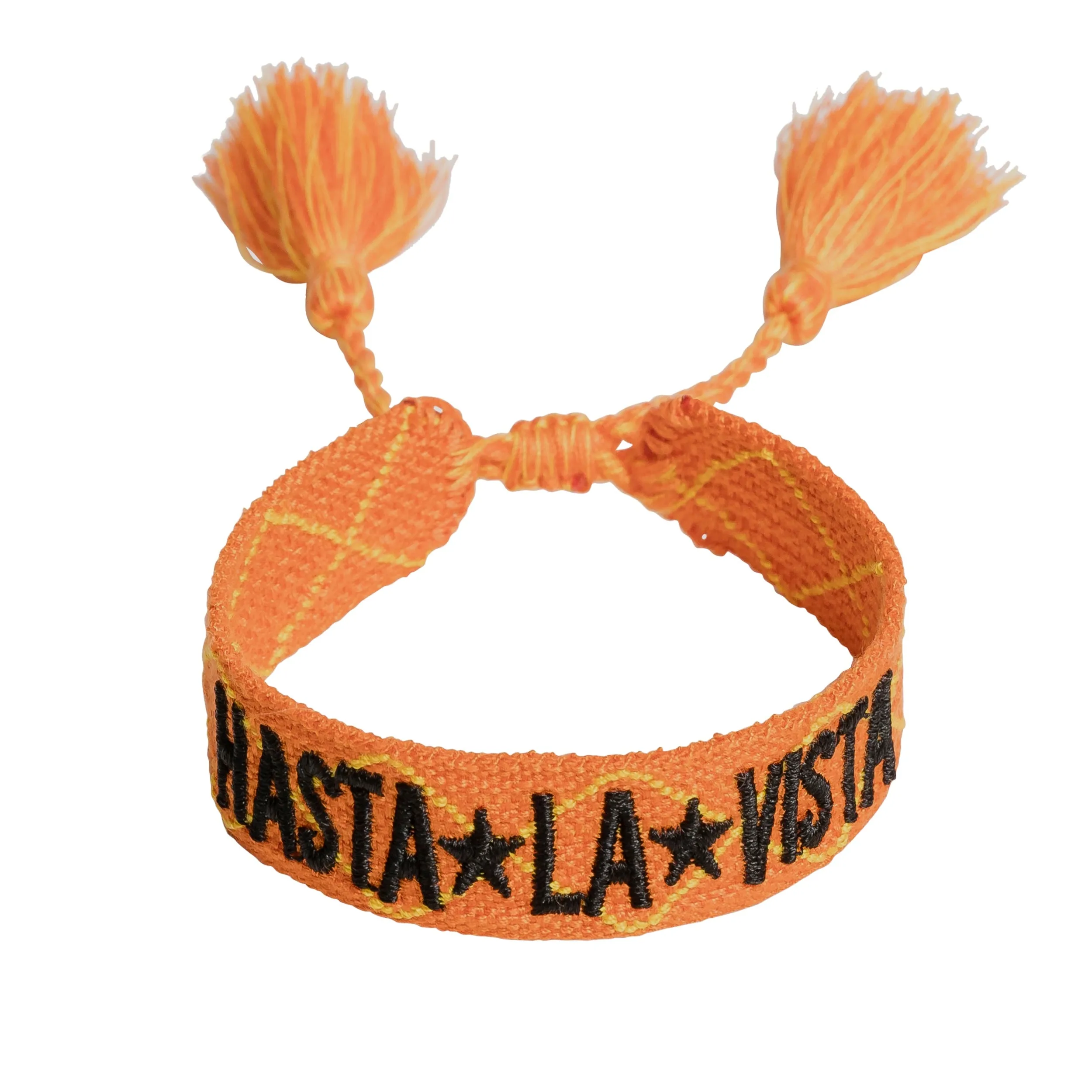 WOVEN FRIENDSHIP BRACELET - "HASTA LA VISTA" ORANGE W/BLACK sold by DARK Department