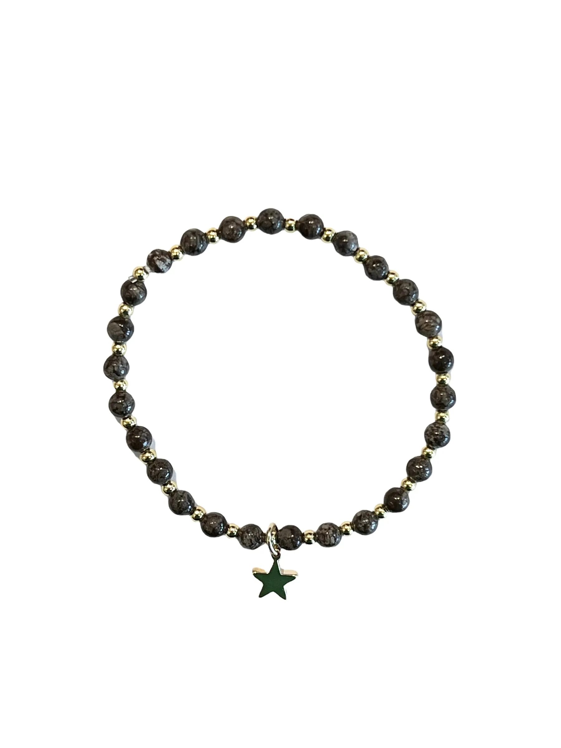 STONE BEAD BRACELET 4 MM W/GOLD BEADS CHOCOLATE BROWN sold by DARK Department