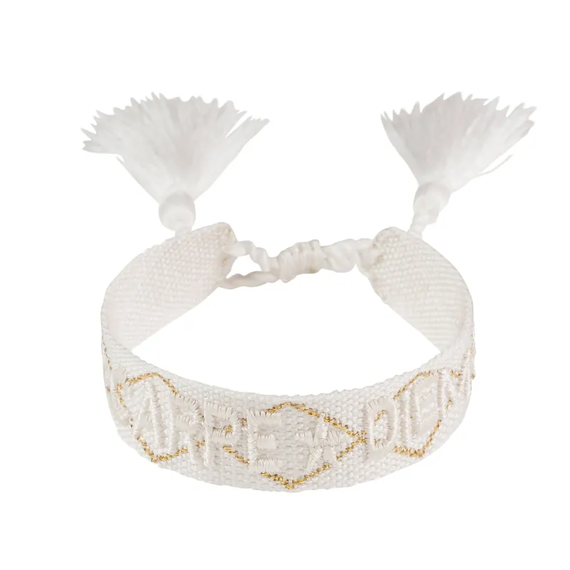 WOVEN FRIENDSHIP BRACELET  "CARPE DIEM" WHITE sold by DARK Department