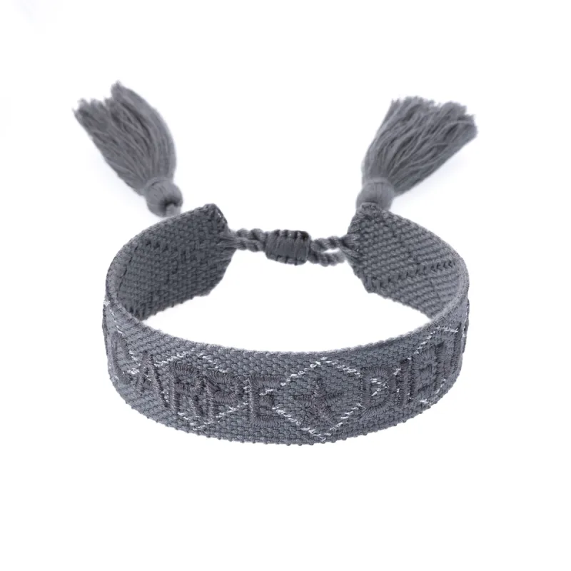 WOVEN FRIENDSHIP BRACELET "Carpe Diem" Dark Sage W/Silver sold by DARK Department