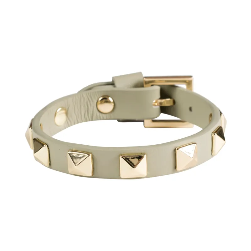 LEATHER STUD BRACELET FADED ARMY sold by DARK Department