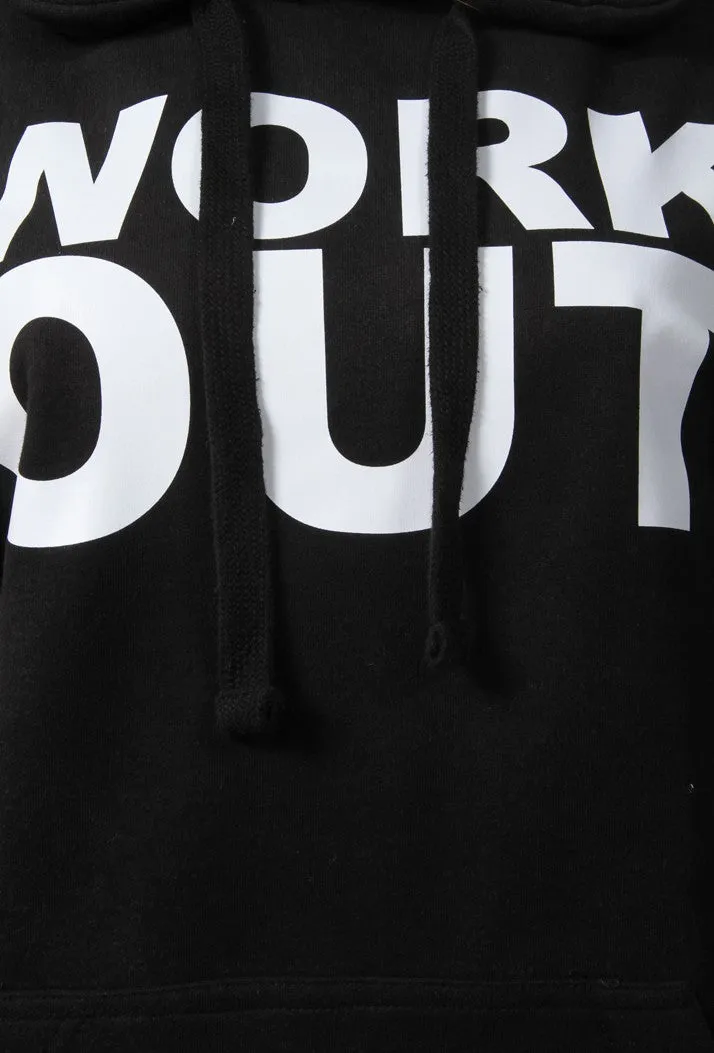 WORK OUT SLOGAN HOODIE - BLACK sold by DB3 Online product image thumbnail 3