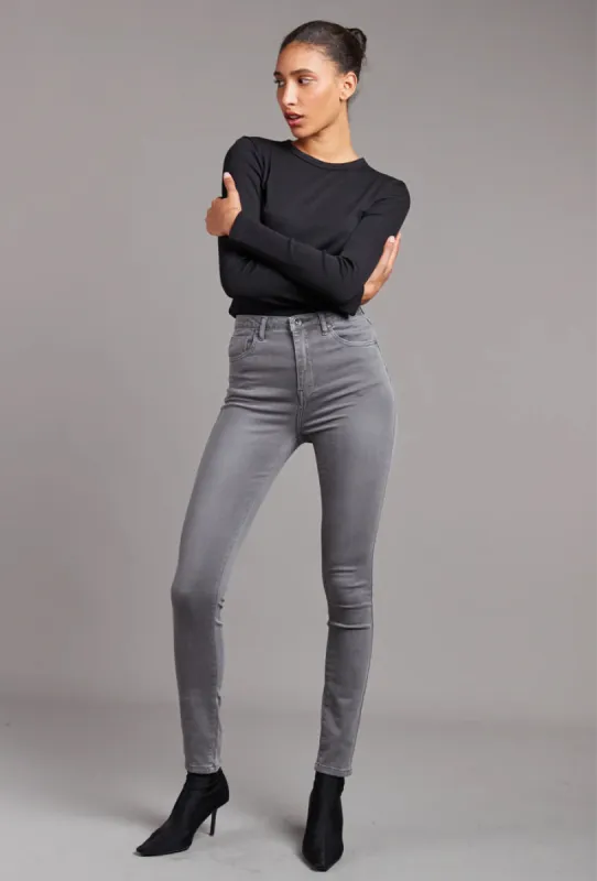 Toxik3 L185-160 High Waist Skinny Jeans - Grey sold by DB3 Online