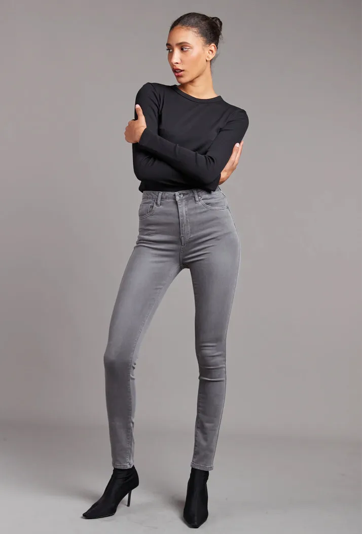 Toxik3 L185-160 High Waist Skinny Jeans - Grey sold by DB3 Online
