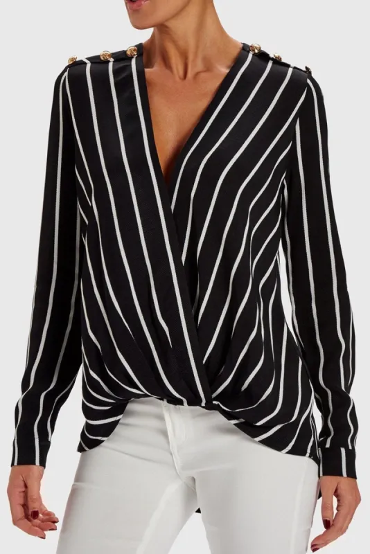 FOREVER UNIQUE ANGEL STRIPED ASYMMETRIC BLOUSE made by Forever Unique