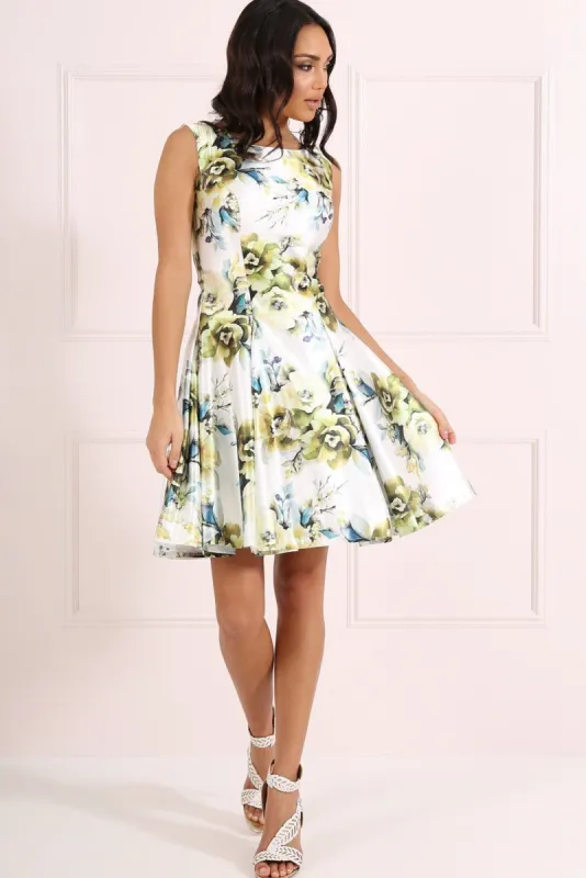 FOREVER UNIQUE SHELBY SKATER DRESS - GREEN FLORAL made by Forever Unique