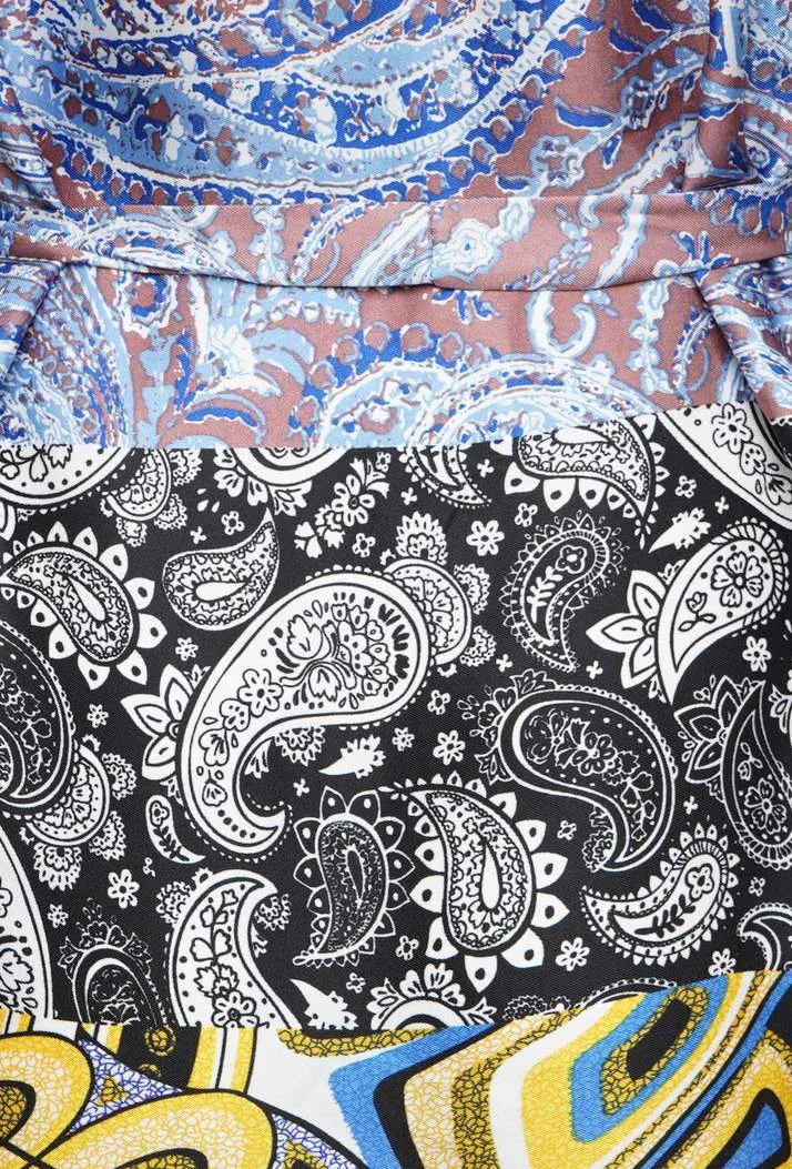 PAISLEY PRINT BELTED A-LINE MINI DRESS - BLUE sold by DB3 Online product image thumbnail 4