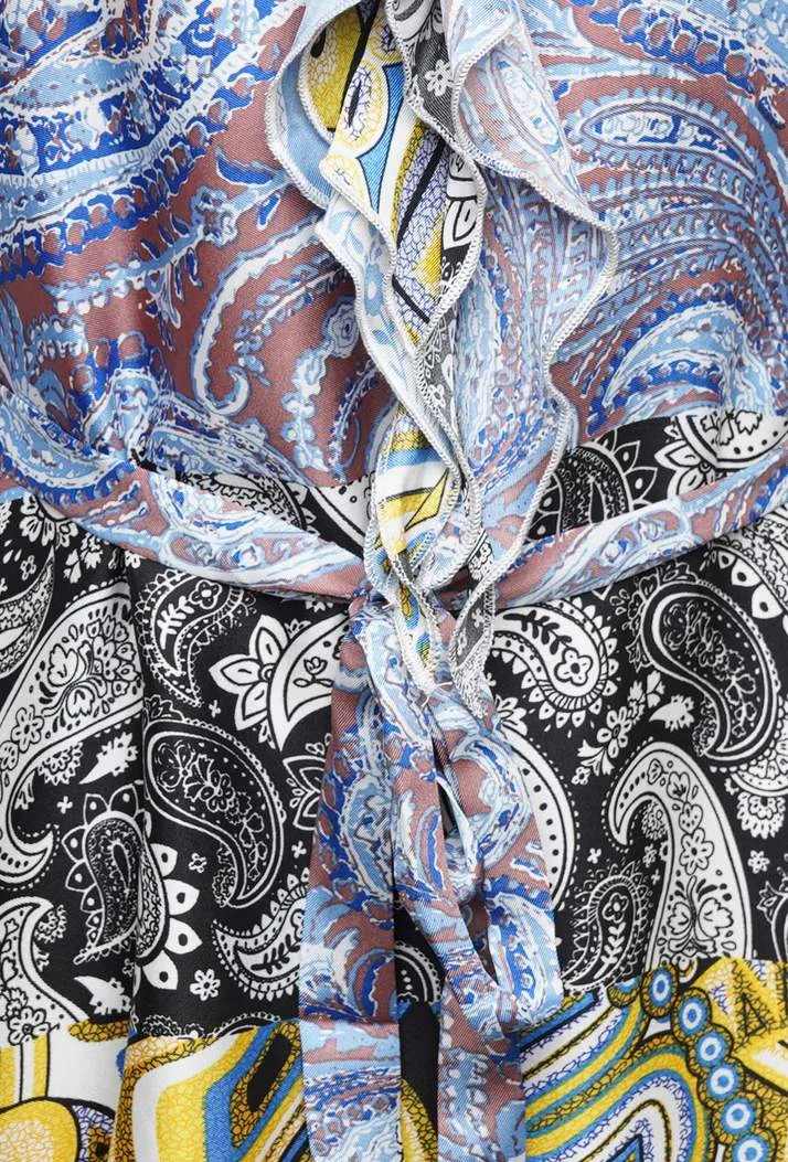 PAISLEY PRINT BELTED A-LINE MINI DRESS - BLUE sold by DB3 Online product image thumbnail 3