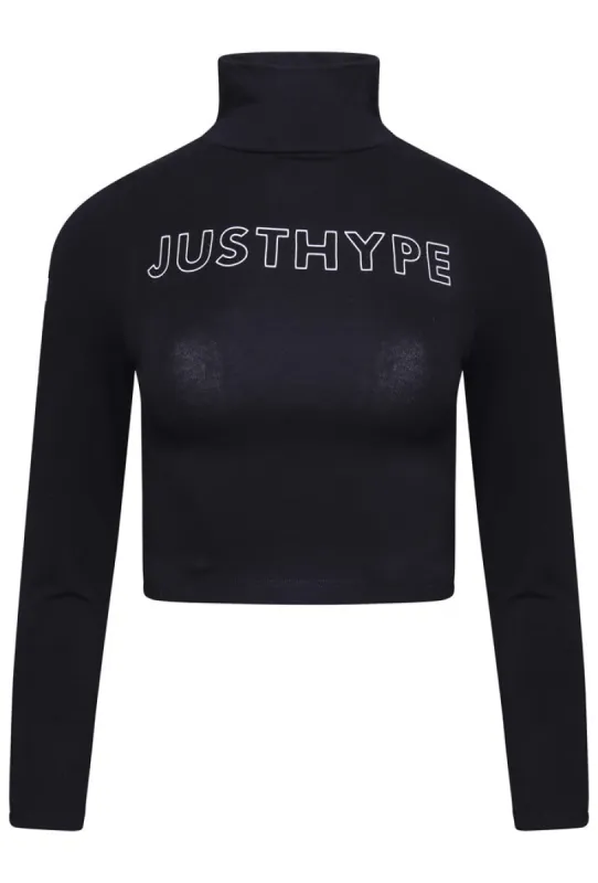 HYPE HIGH NECK LONG SLEEVE CROP TOP - BLACK/WHITE sold by DB3 Online