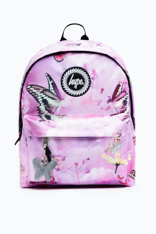 Hype Pink Butterfly Garden Crest Backpack sold by DB3 Online