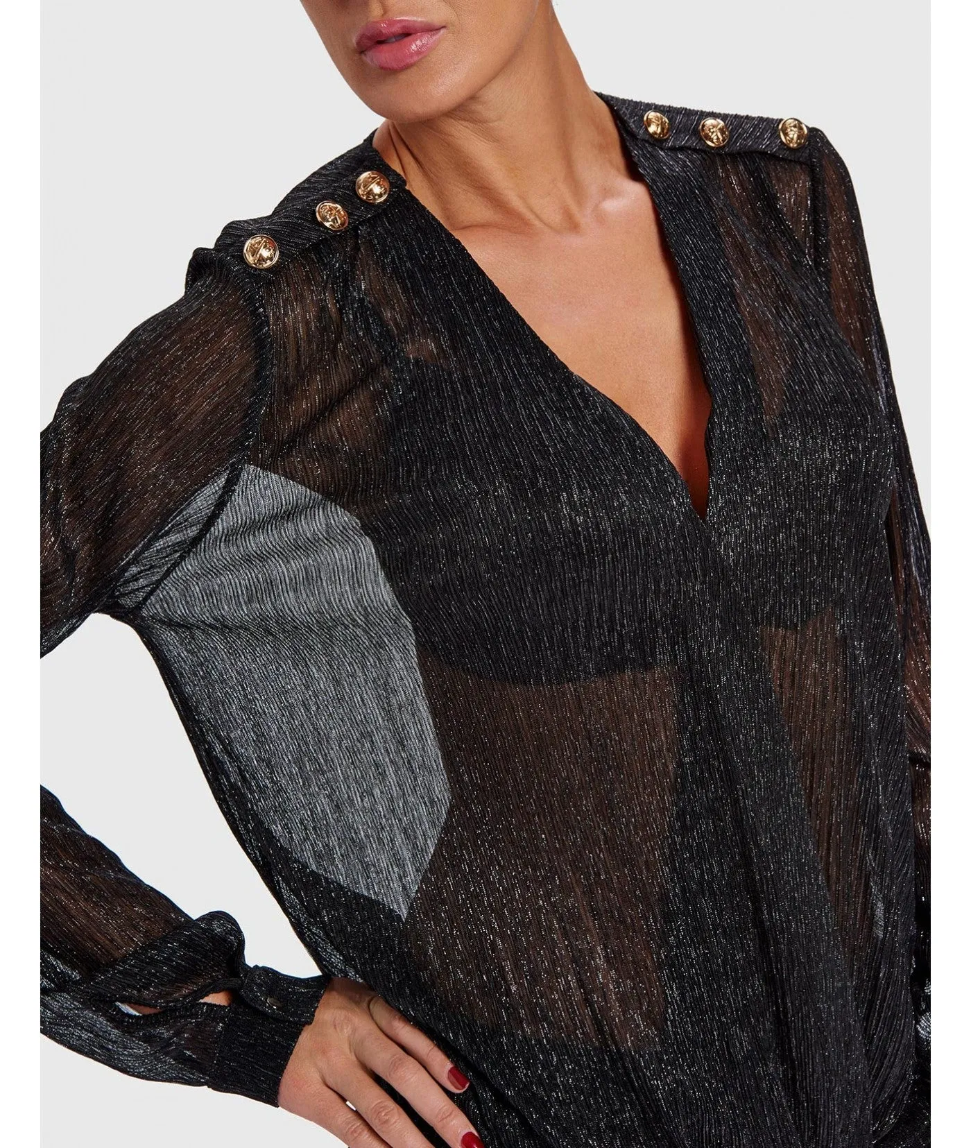 FOREVER UNIQUE STRIKE DRAPED BLOUSE - BLACK sold by DB3 Online product image thumbnail 3