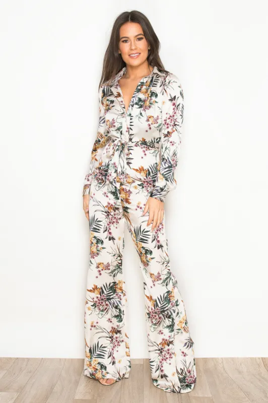 CARA FIT & FLARE JUMPSUIT - TROPICAL PRINT sold by DB3 Online