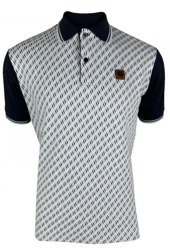 Trojan Ottoman Jacquard Panel Polo - Navy sold by DB3 Online