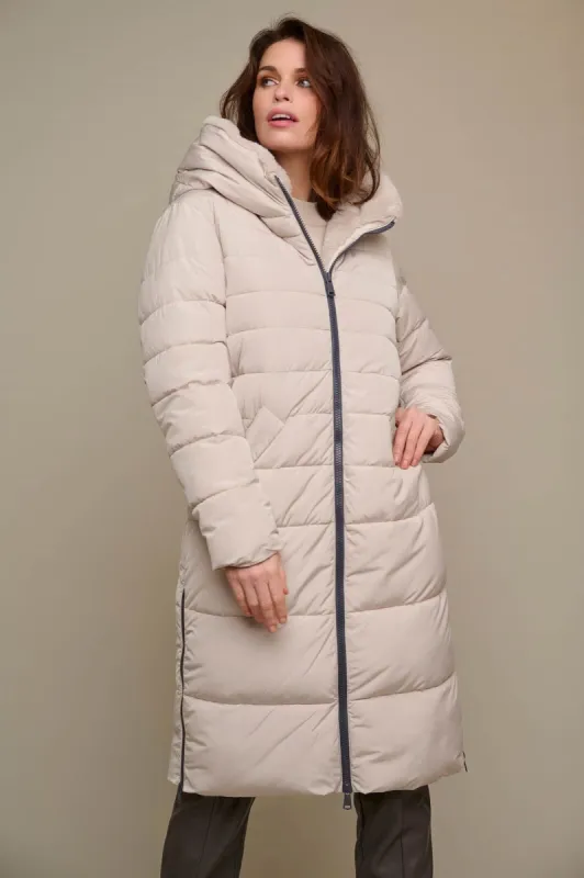 Rino & Pelle Keilafur Long Hooded Puffer Coat - Stone sold by DB3 Online