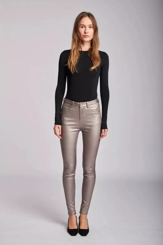 Toxik3 H2545-5 Matte Coated PU Skinny Jeans - Gold sold by DB3 Online