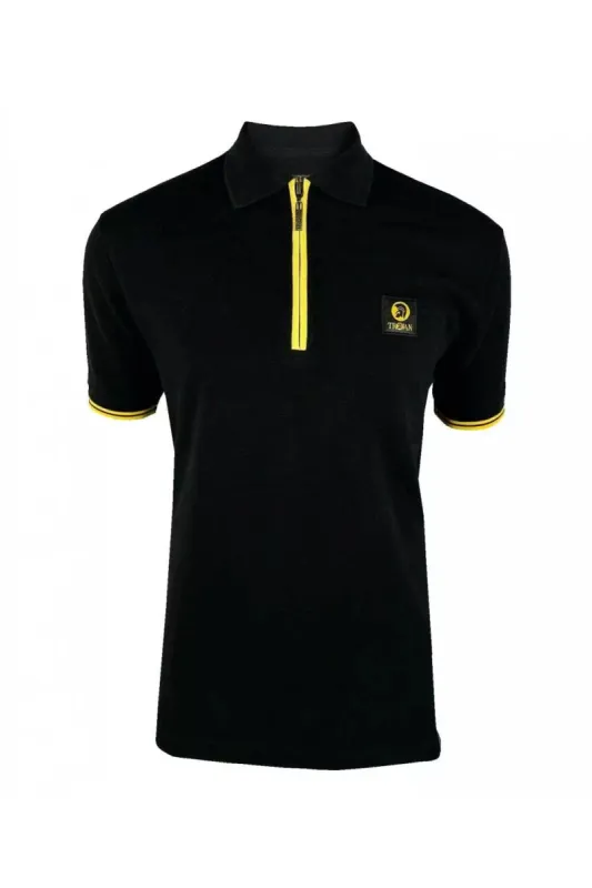 Trojan Plain Zip Pique Polo - Black sold by DB3 Online