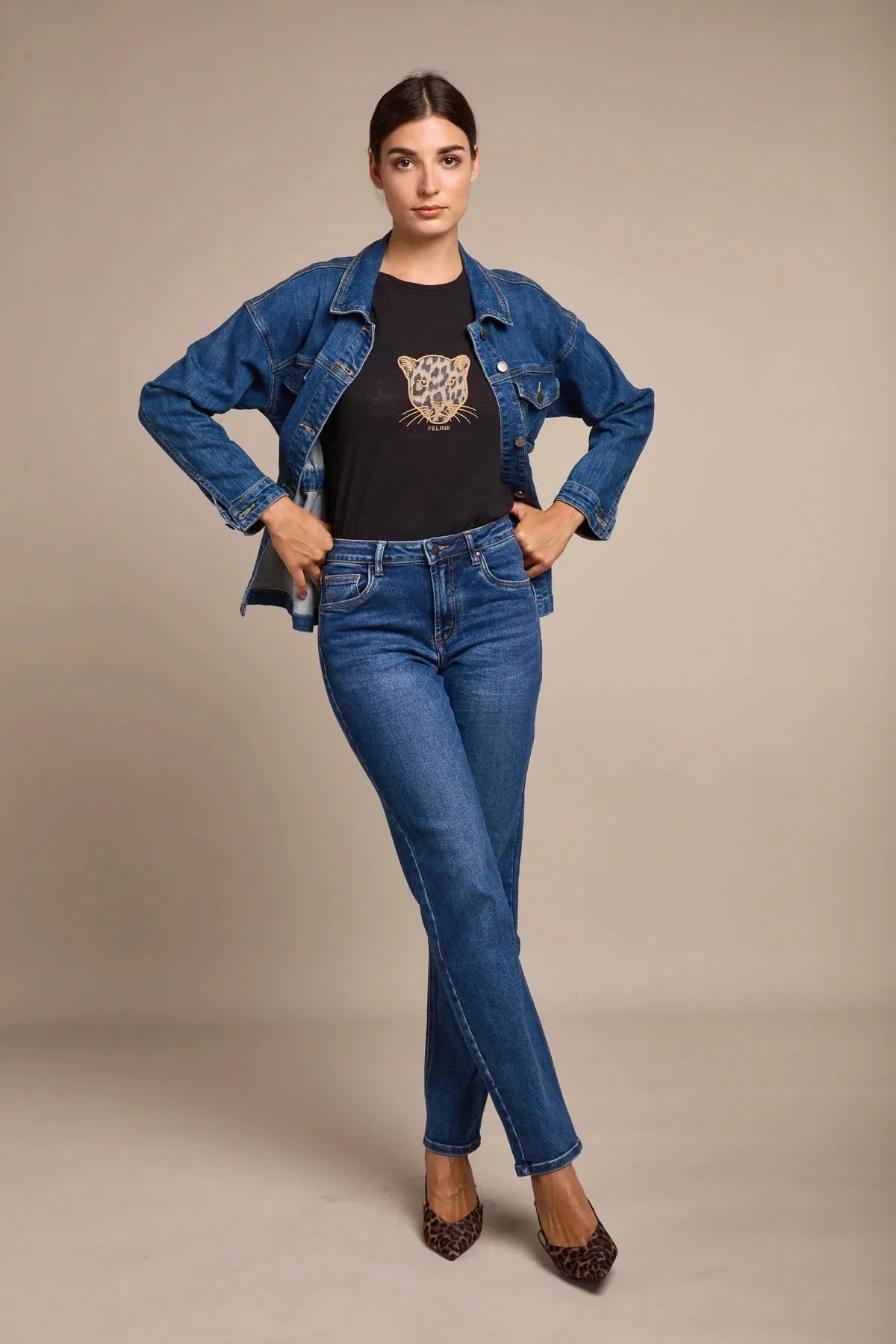 Toxik3 L21274-2 High Rise Straight Cut Jeans - Dark Blue sold by DB3 Online