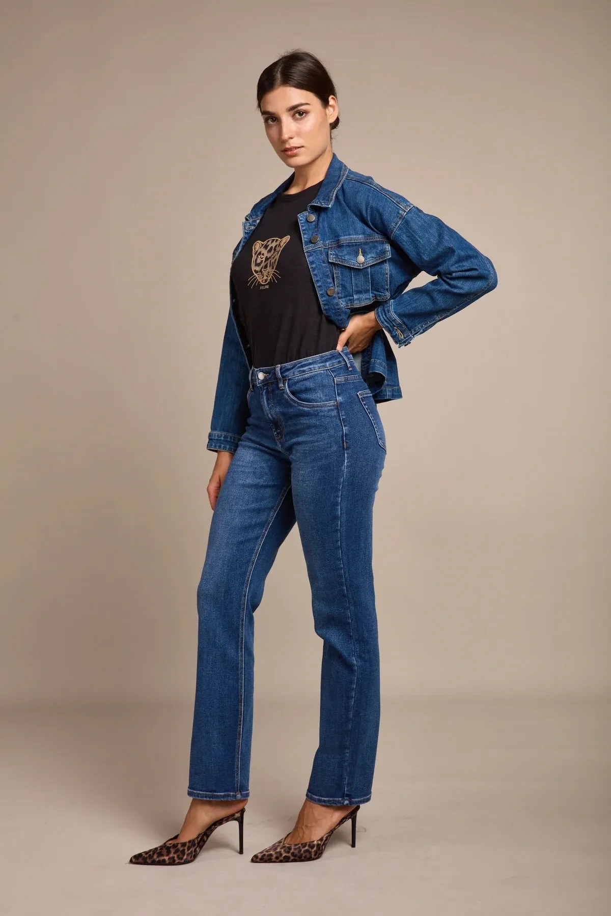 Toxik3 L21274-2 High Rise Straight Cut Jeans - Dark Blue sold by DB3 Online product image thumbnail 4