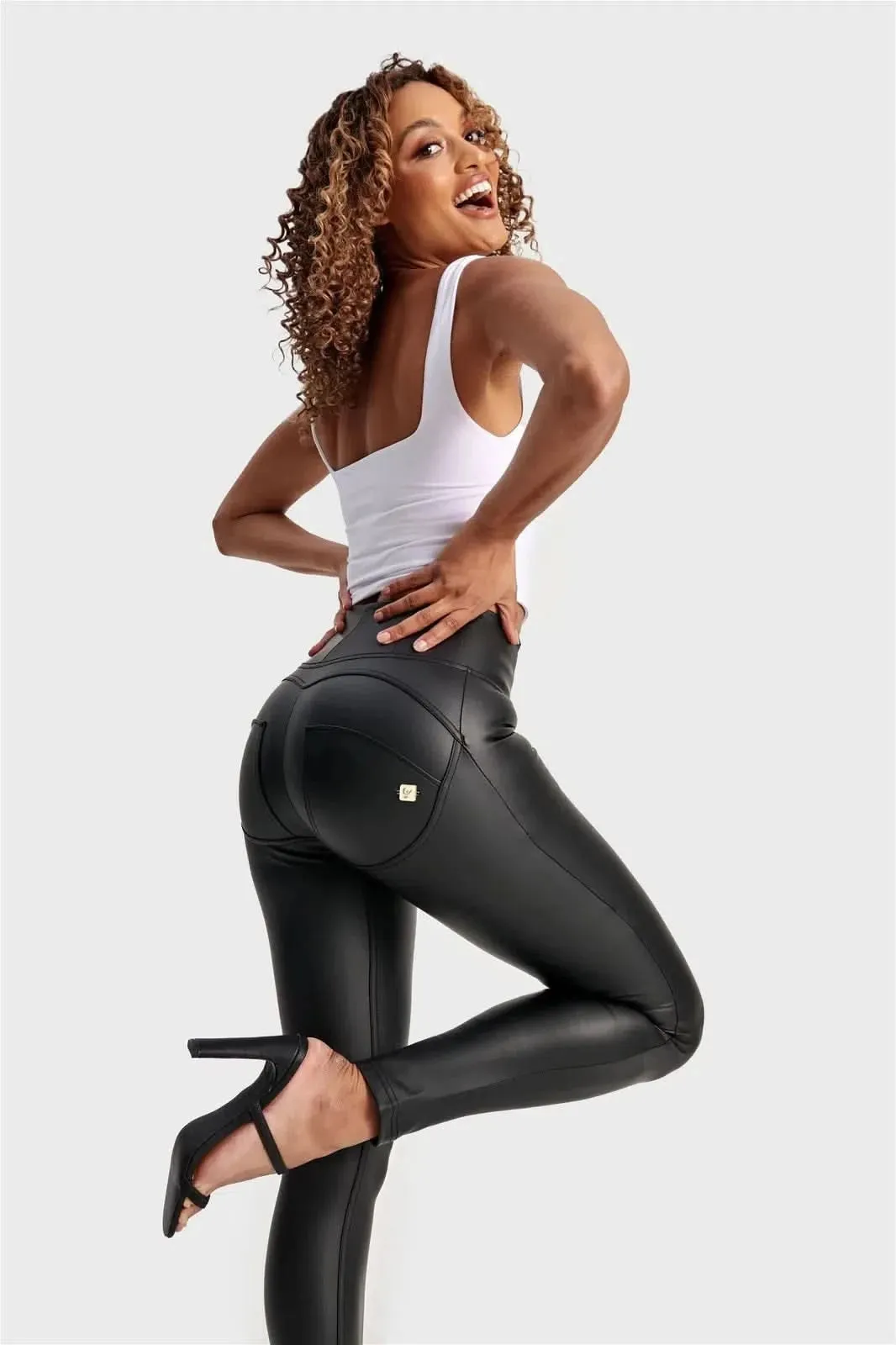 Freddy WR.UP Faux Leather High Waisted Full Length Trousers - Black sold by DB3 Online product image thumbnail 2