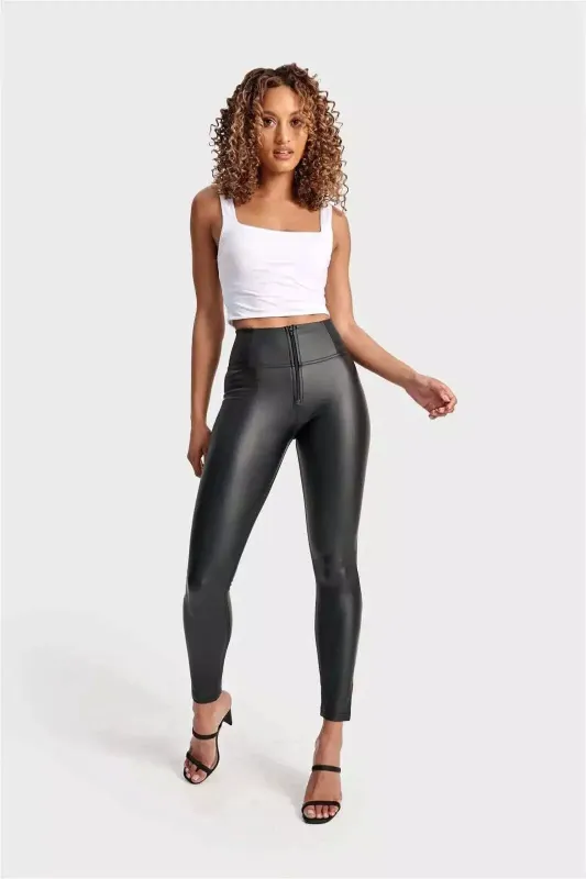 Freddy WR.UP Faux Leather High Waisted Full Length Trousers - Black sold by DB3 Online