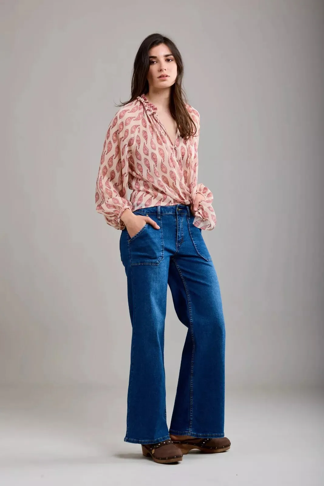 Toxik3 G0399-2 High Waist Wide Leg Jeans - Mid Blue sold by DB3 Online product image thumbnail 4