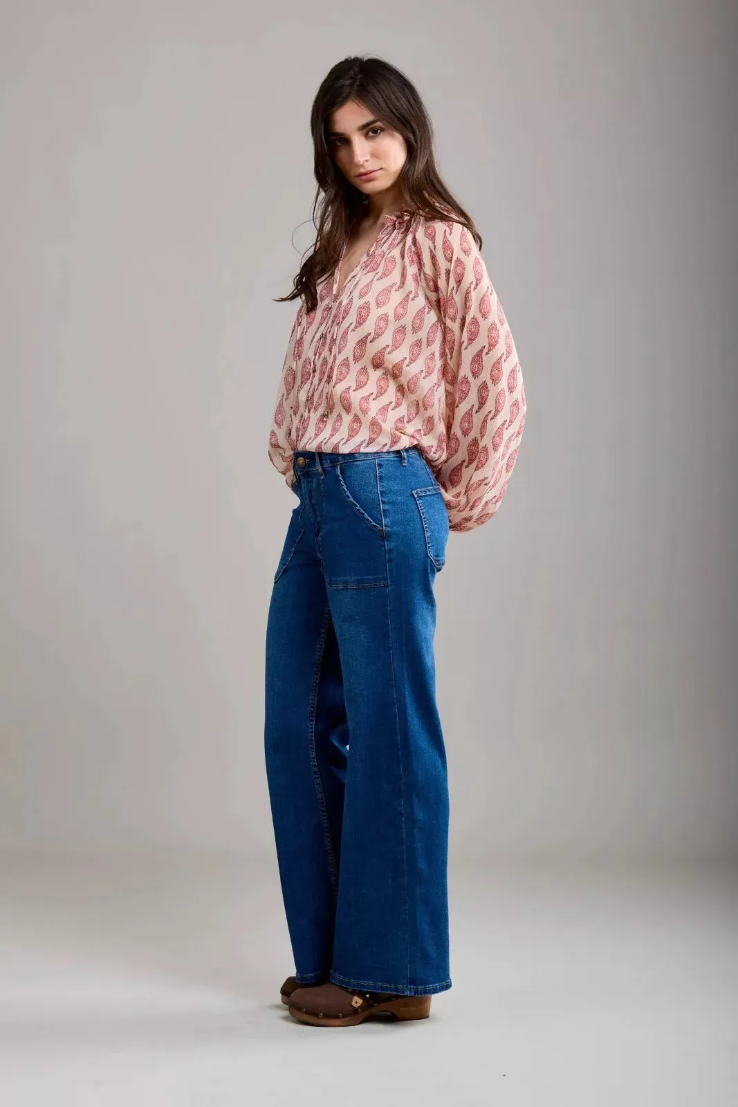 Toxik3 G0399-2 High Waist Wide Leg Jeans - Mid Blue sold by DB3 Online product image thumbnail 2