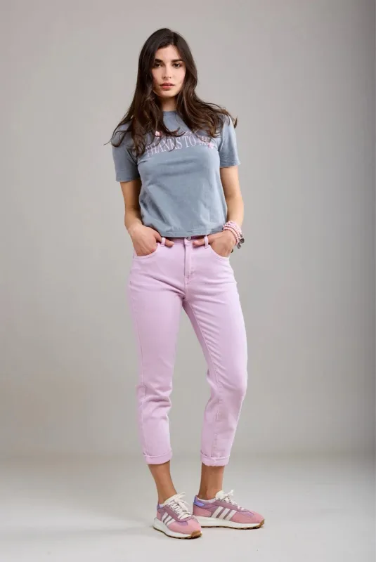 Toxik3 L20029-C17A High Waist Boyfriend Jeans - Pink sold by DB3 Online
