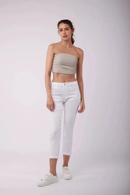 Toxik3 L20029-C3 High Waist Boyfriend Jeans - White sold by DB3 Online