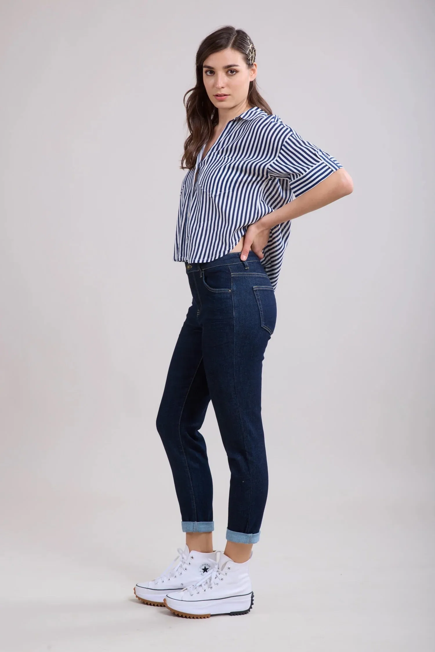 Toxik3 L20029-A High Waist Boyfriend Jeans - Raw Blue sold by DB3 Online product image thumbnail 3