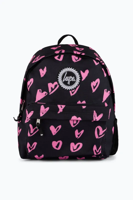 Hype Unisex Black/Pink Scribble Hearts Backpack sold by DB3 Online