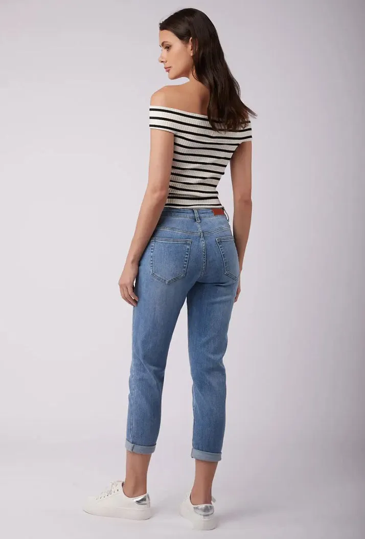 Toxik3 L20029-38 High Waist Boyfriend Jeans - Mid Blue sold by DB3 Online product image thumbnail 2